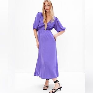 NWT Gap Blouson Purple Maxi Dress with Back Cutout